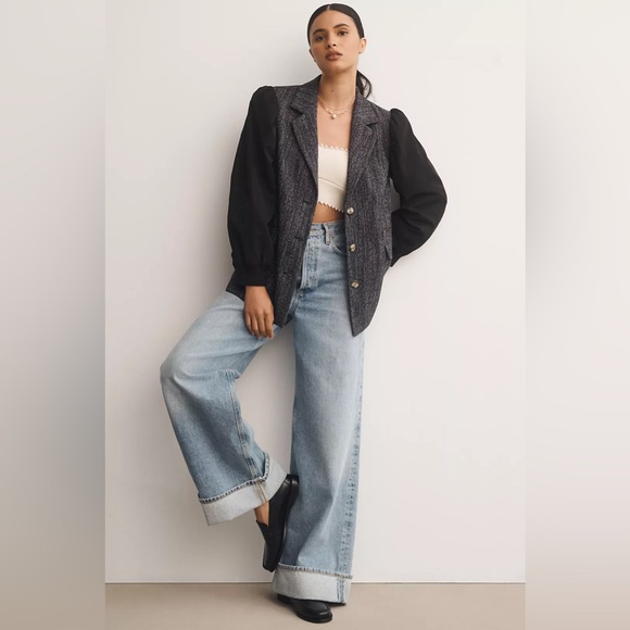 Maeve Jackets & Blazers - Maeve Mixed Media Relaxed Jacket Size 6 NWT